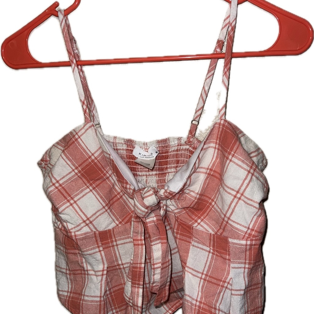 Xhilaration Red and White Plaid Crop Top